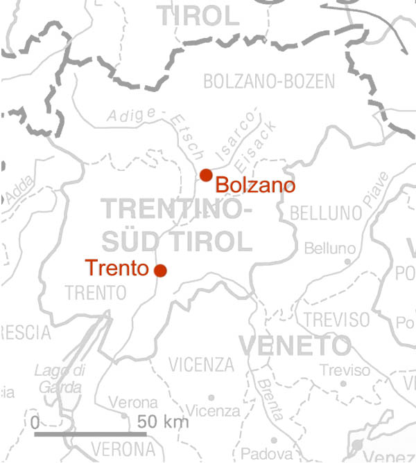 Karte Trentino Alto Adige